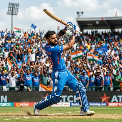 Athletic South Asian Cricket Player in Action | Cricket Ground Scene