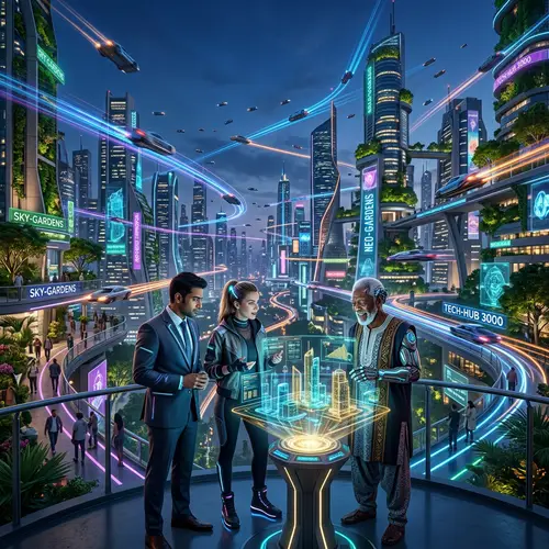 Futuristic City 3000: Diverse Cultural Harmony & Advanced Tech