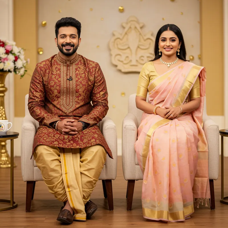 Indian Anchors in Traditional Outfits for Spiritual Shows