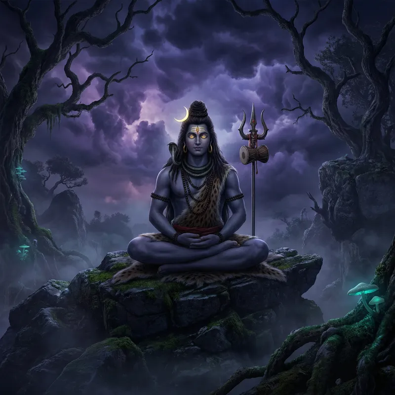 Lord Shiva: Ultra HD Fantasy Image with Open Eyes