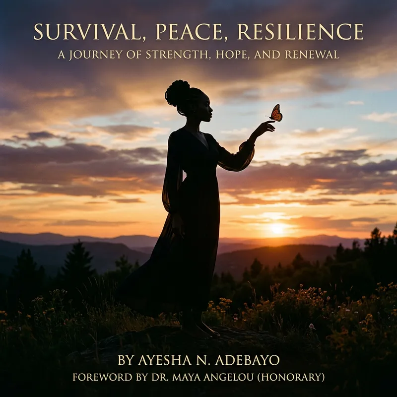 Black Woman Silhouette with Butterfly - Symbol of Peaceful Survivor