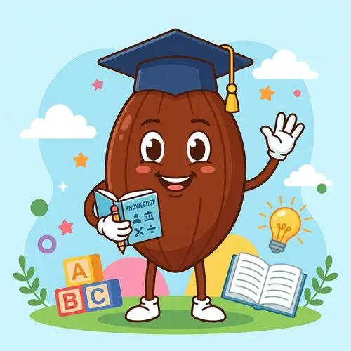 Playful Cacao Character for Kids' Education
