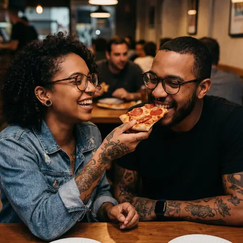 Couple Enjoying Pizza Together | Love & Fun