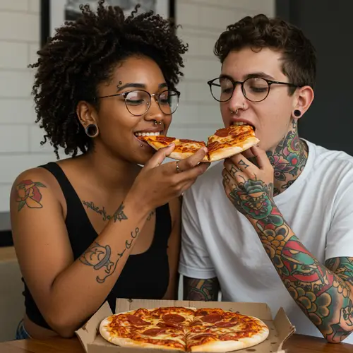 Couple Enjoying Pizza Together | Love & Fun