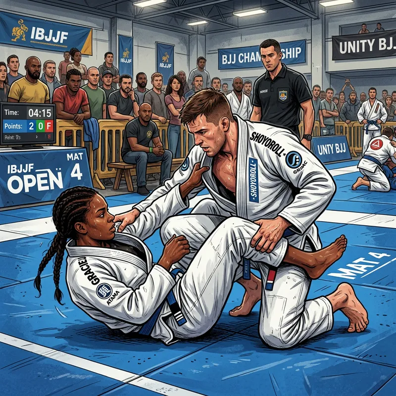 Intense Jiu Jitsu Sparring Match Illustrations