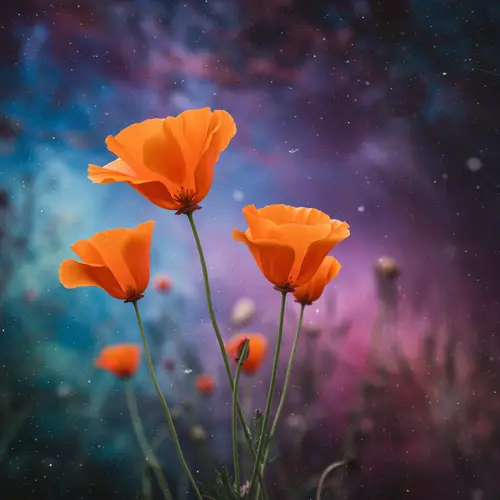 Abstract Orange Poppies in a Surreal Setting