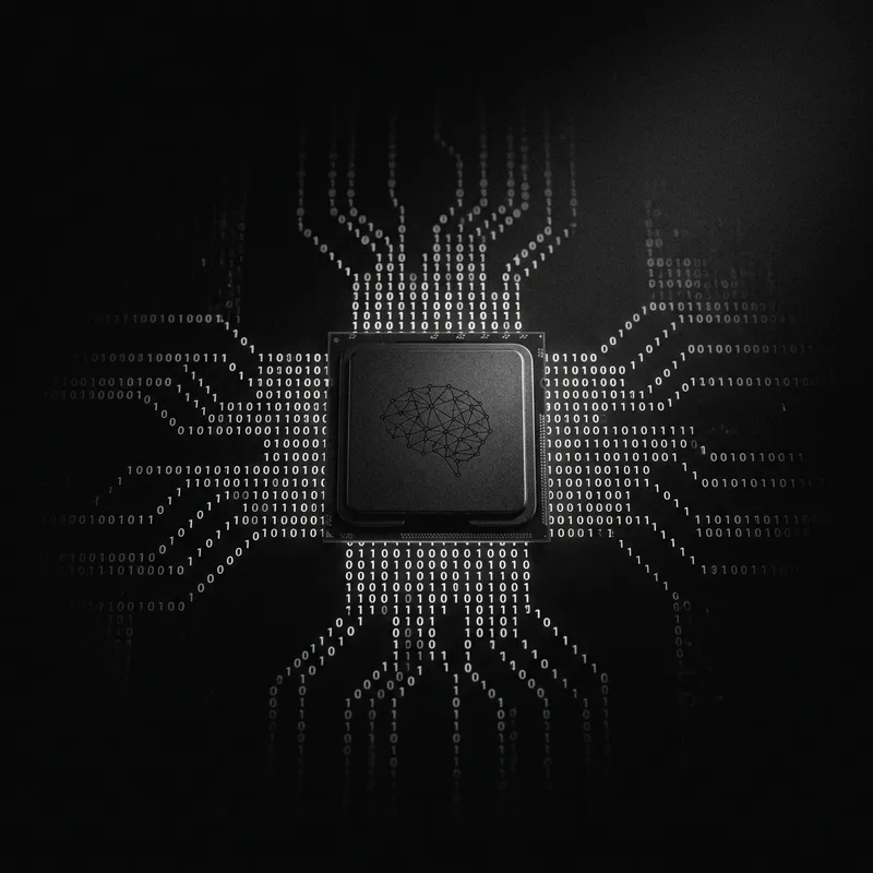 Dark & Minimalistic Visual Depicting AI with Binary Code Formation Dark & Minimalistic Visual Depicting AI with Binary Code Formation