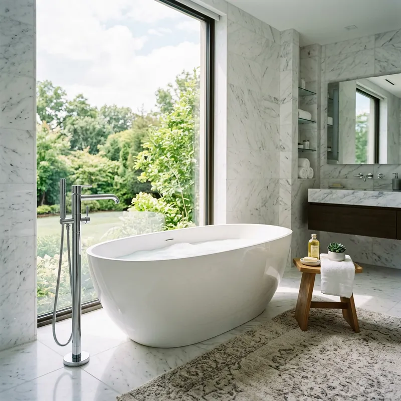 Modern Bathroom with Free-Standing Bathtub Design Modern Bathroom with Free-Standing Bathtub Design