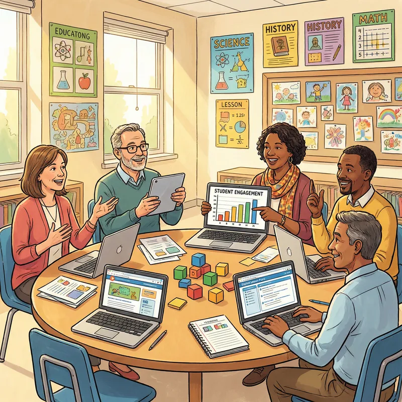 Innovative Collaboration with Teachers in Colorful Classroom