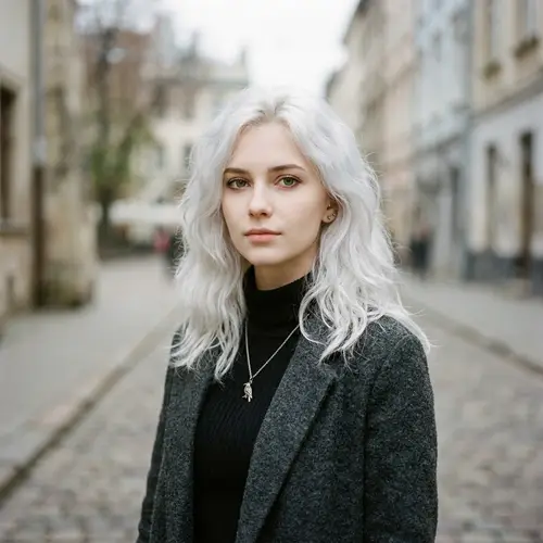 White Hair Green Red Eyes Character Portrait