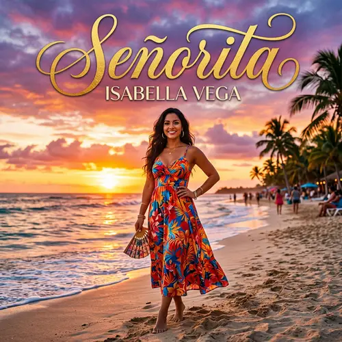 Señorita Album Cover - Vibrant Tropical Design