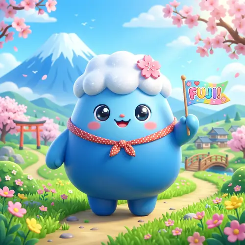 Cute Blue Fuji Mountain Mascot for Kids