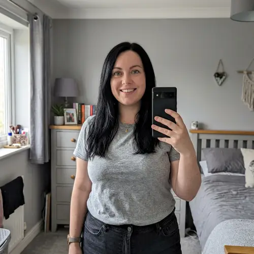 Casual Selfie of a Plump Woman at Home