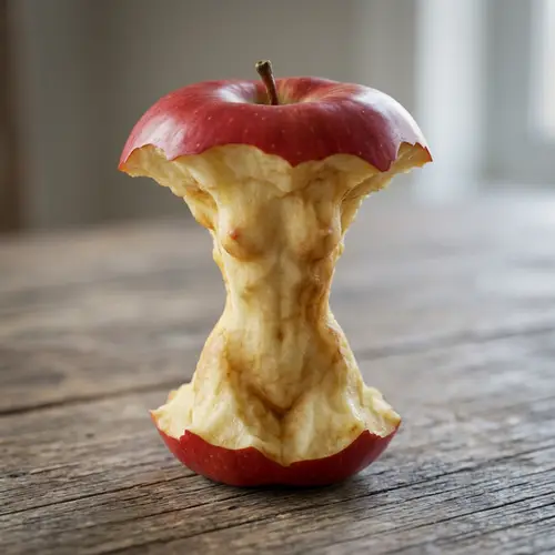 Gnawed Apple Portrait: A Hyperrealistic Figure