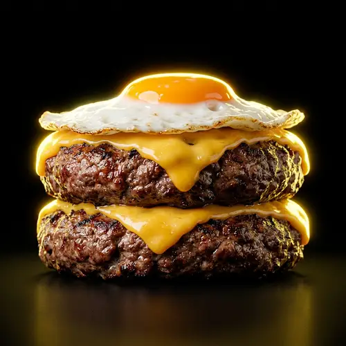 Juicy Meat Patties with Fried Egg & Cheese