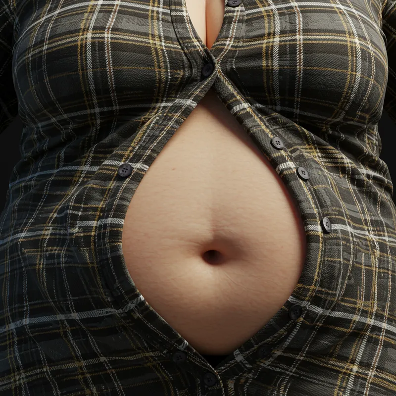 Hyper-Realistic Close-Up of a Woman's Belly