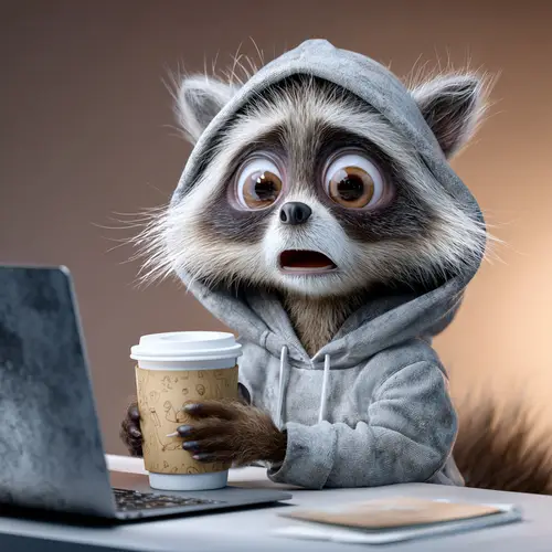 Cute Raccoon Graphic Designer: 3D Pixar Style