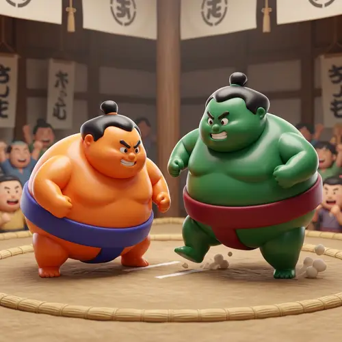 Cartoon-Style 3D Sumo Wrestlers: Fun Designs