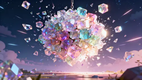 Bursting Crystals 3D Render in Pastel Tones