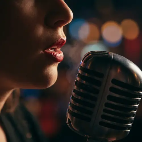 Sensual Lips at the Microphone | Captivating Imagery