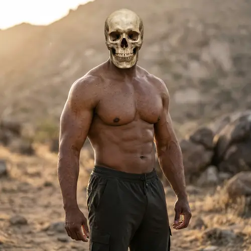 Sporty Man with Skull Head - Hyperrealistic Art