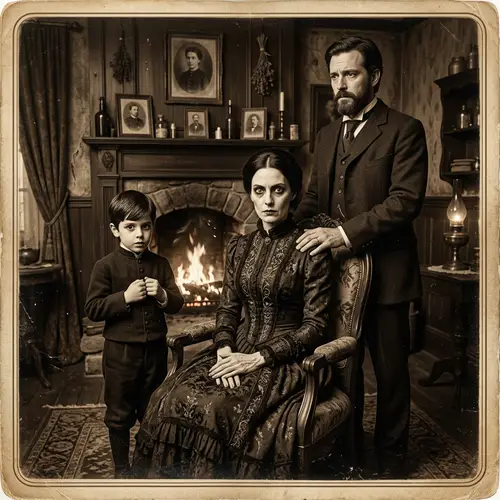 Creepy 1880s Witch Family Photo in Old House