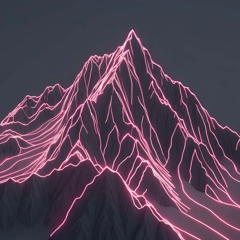 Futuristic Hollow Mountain Art with Neon Stripes Futuristic Hollow Mountain Art with Neon Stripes
