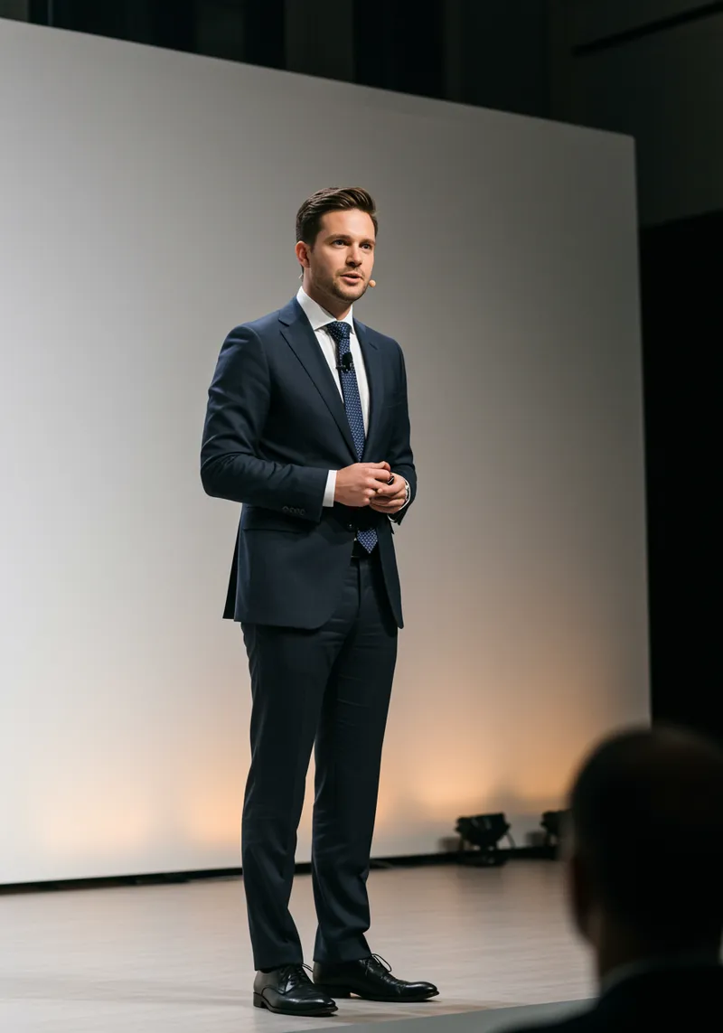 Confident Businessman Delivering Engaging Speech