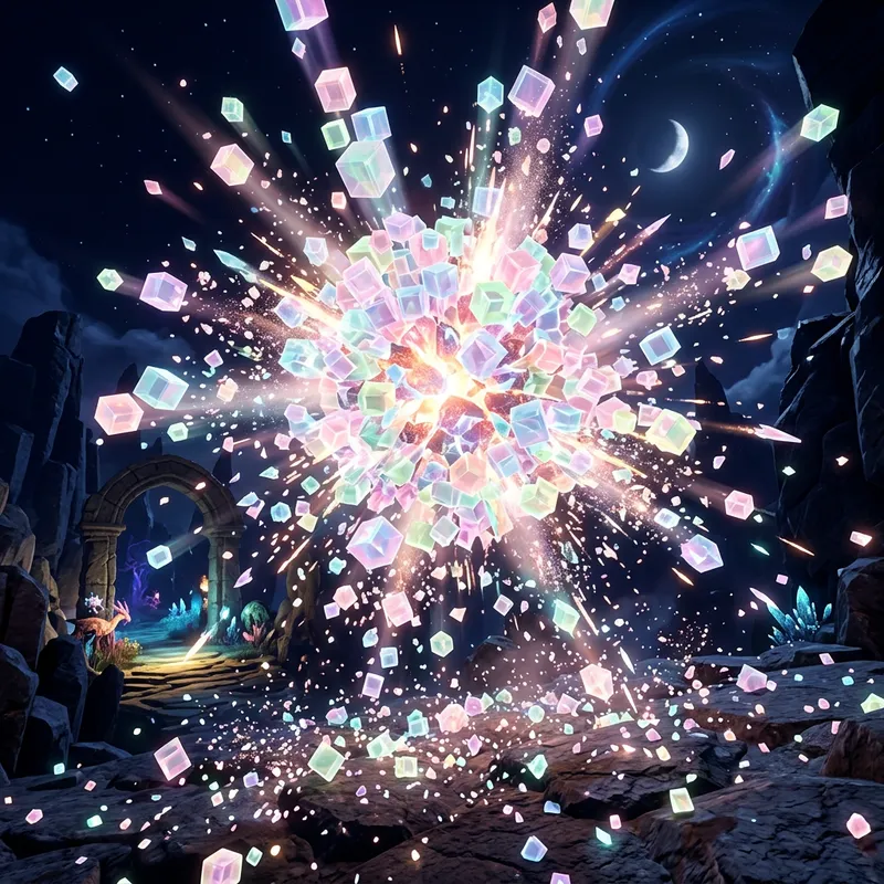 Bursting Crystals 3D Render in Pastel Tones