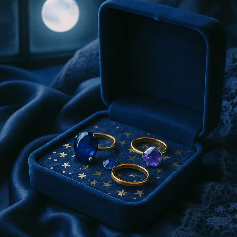 Luxurious Velvet Jewelry Box Under Moonlight