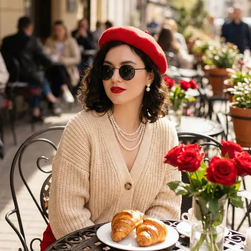 Charming Portrait of a Young Woman in a Cafe