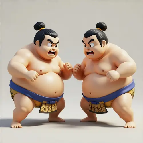 Cartoon-Style 3D Sumo Wrestlers: Fun Designs