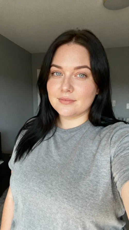 Casual Selfie of a Plump Woman at Home