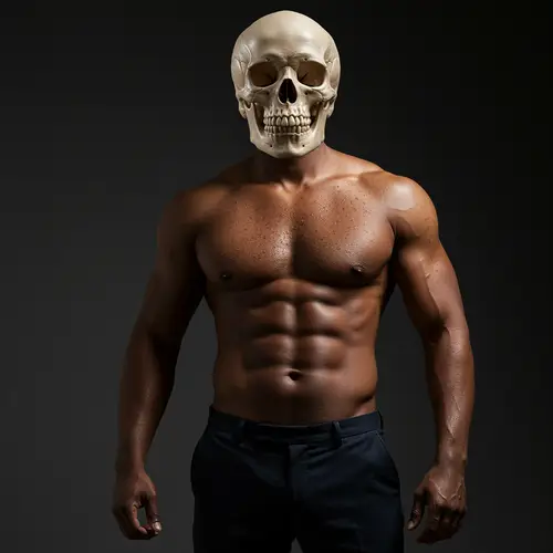 Sporty Man with Skull Head - Hyperrealistic Art