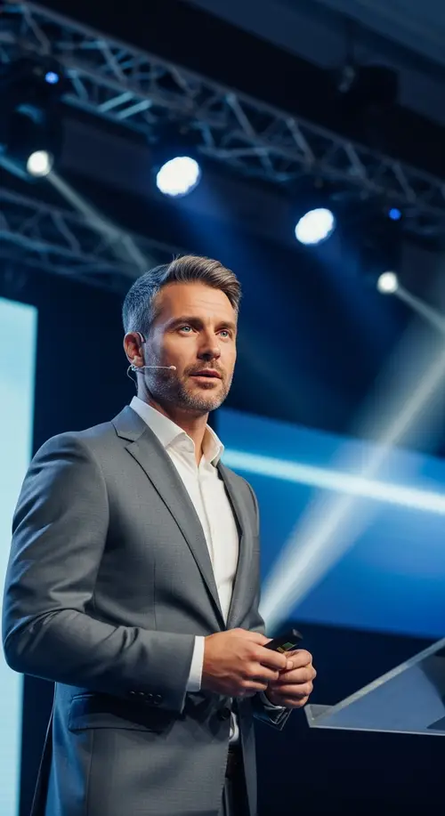 Inspiring Conference Speaker Delivering Keynote Address