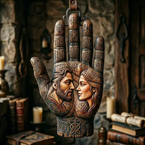 Mystical Hand Canvas Art with Lovers' Portraits