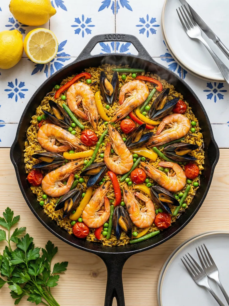 Healthy Seafood Paella Recipe - Colorful & Delicious
