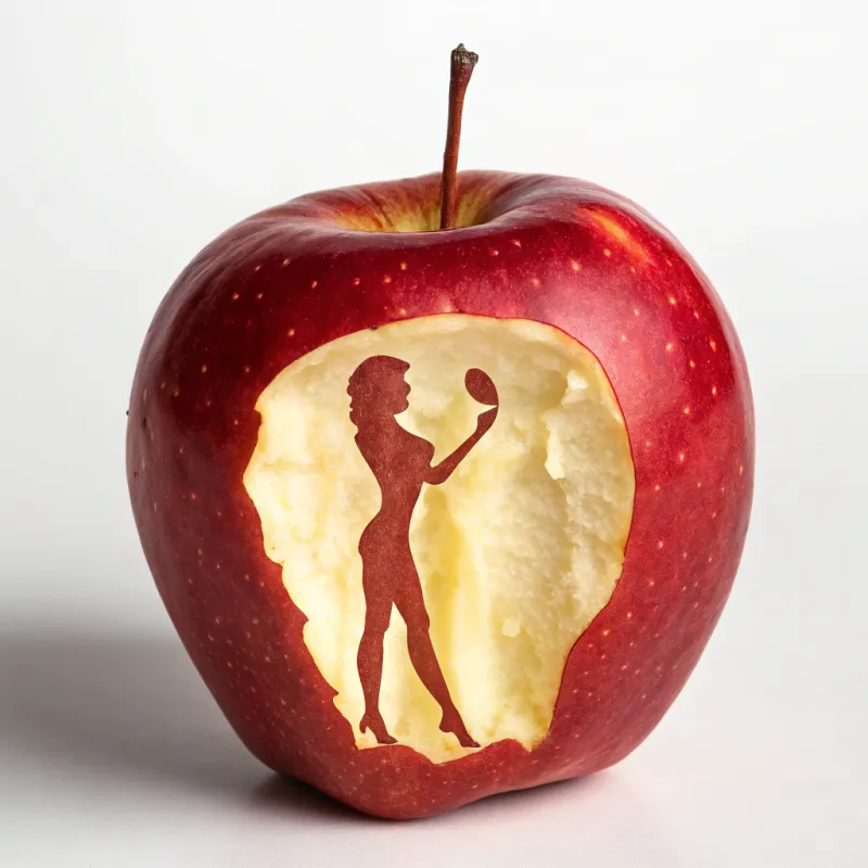 Gnawed Apple Portrait: A Hyperrealistic Figure