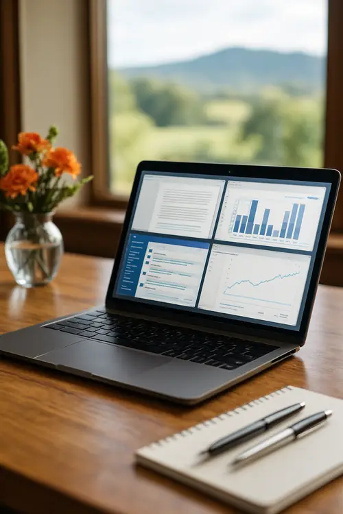 Stunning Laptop Setup on Wooden Table