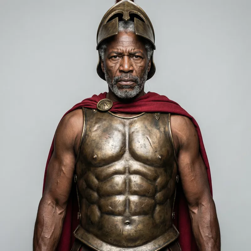 Commanding Spartan Warrior Portrait: Hyper-Realistic Art