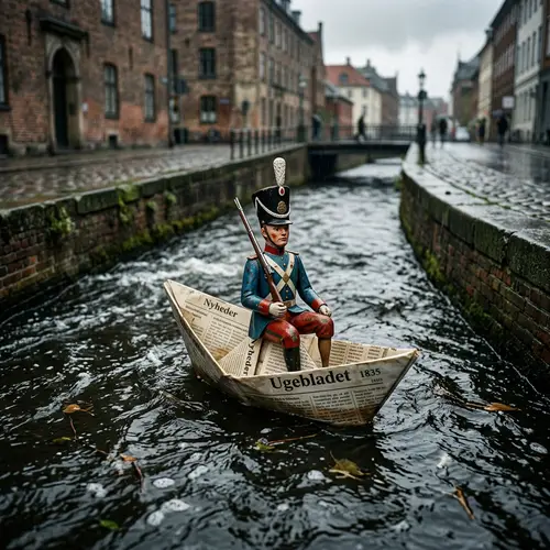 Tin Soldier in a Paper Boat - Enchanting Illustration