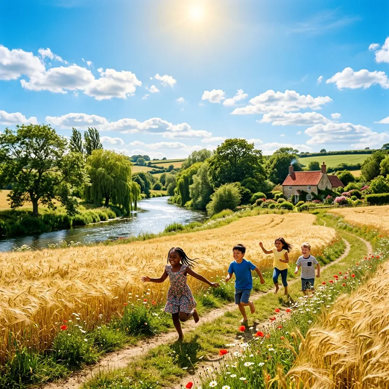 Bask in a Sunny Summer Day: Charming Countryside Scene