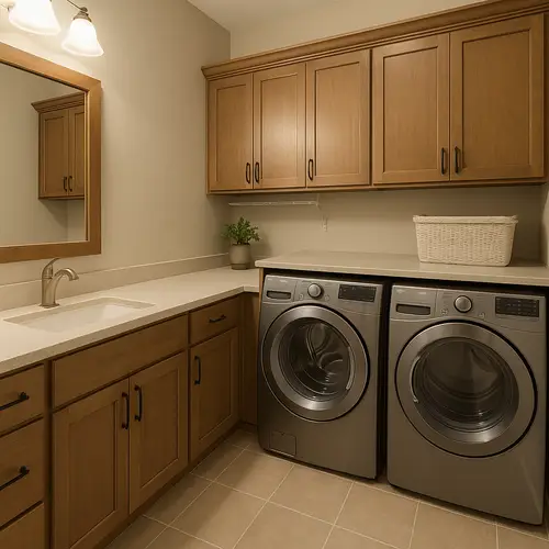 Stylish Laundry Room with Functional Sink and Storage