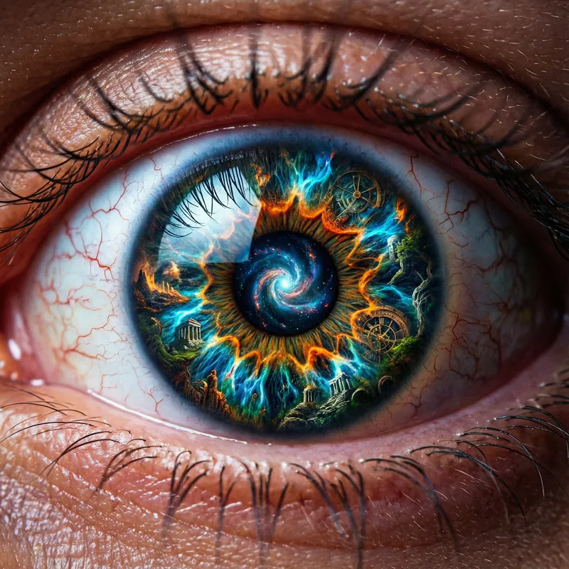Intricate Eye Art: Surrealist Detail in Vibrant Macro Colors