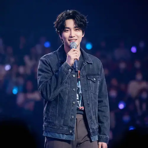 Professional Asian Male Singer with Silver Microphone