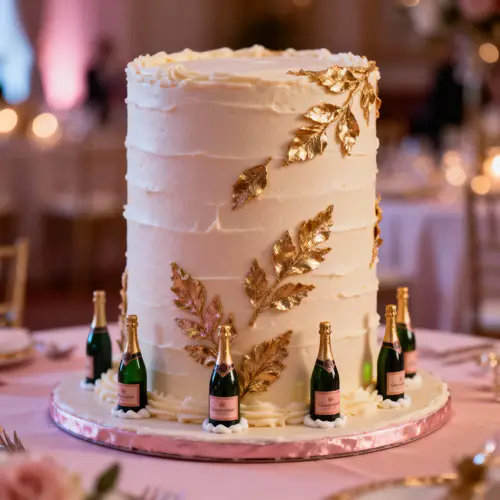 Elegant Buttercream Cake with Gold Leaf Accents