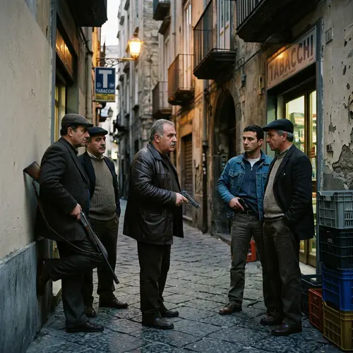 Italian Mafia Holding Guns - A Glimpse into the Underworld