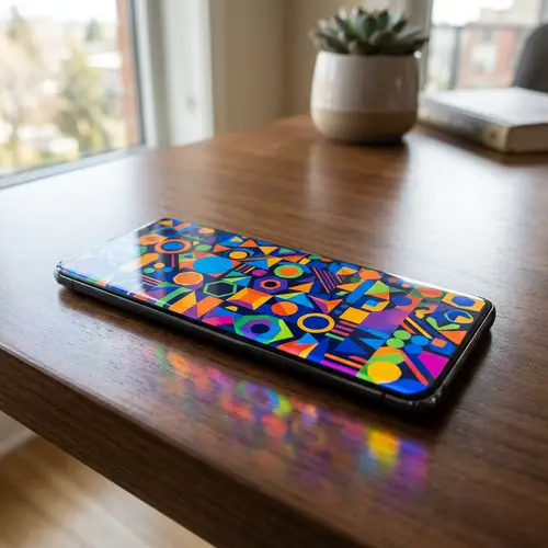 Stylish Smartphone with Abstract Geometric Design