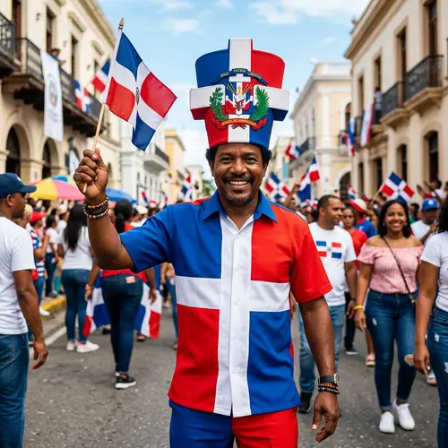 Dominican Man in Dominican Flag Colors