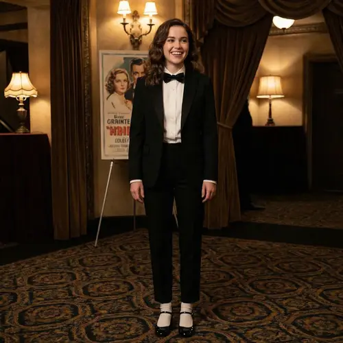 Hailee Steinfeld Style: Chic Tuxedo and Mary Jane Shoes Look